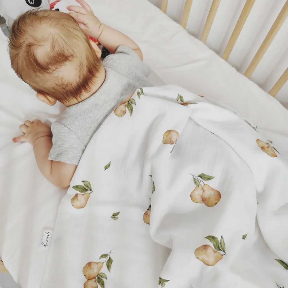 Kocyk muślinowy dla niemowląt 75x100 GRUSZKI